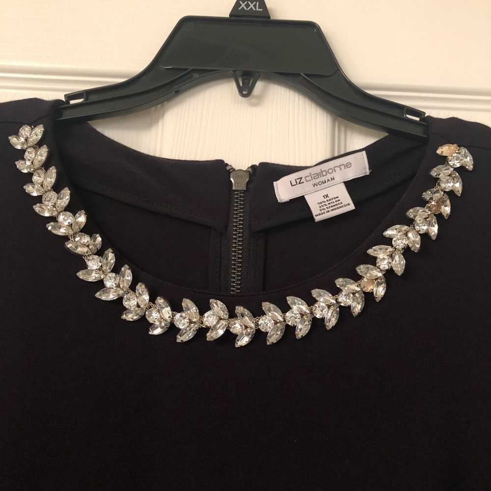 !!!2 for $10!!!Liz Claiborne Woman blouse,black, beaded neckline, size 1X